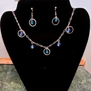 Blue earrings and necklace